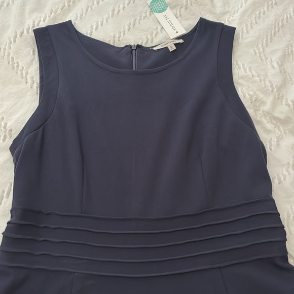 Sleeveless Ponte Dress, Navy Blue, Size Large - Picture 3 of 6